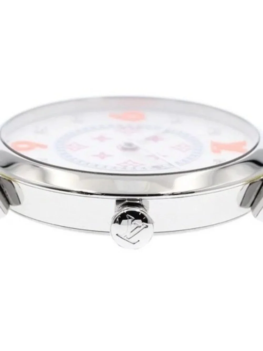 LOUIS VUITTON Tambour monogram QA147 fuchsia & orange Quartz Ladies Watch_967826